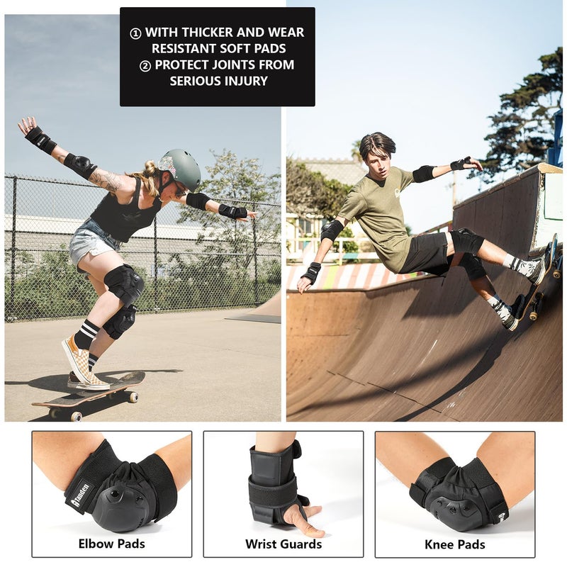 Tanden Skateboard Protective Gear Youth Knee Pads and Elbow Pads Set  Elbow and Knee Pads for Roller Skating Wrist Guards Skateboarding Pads - Image 2